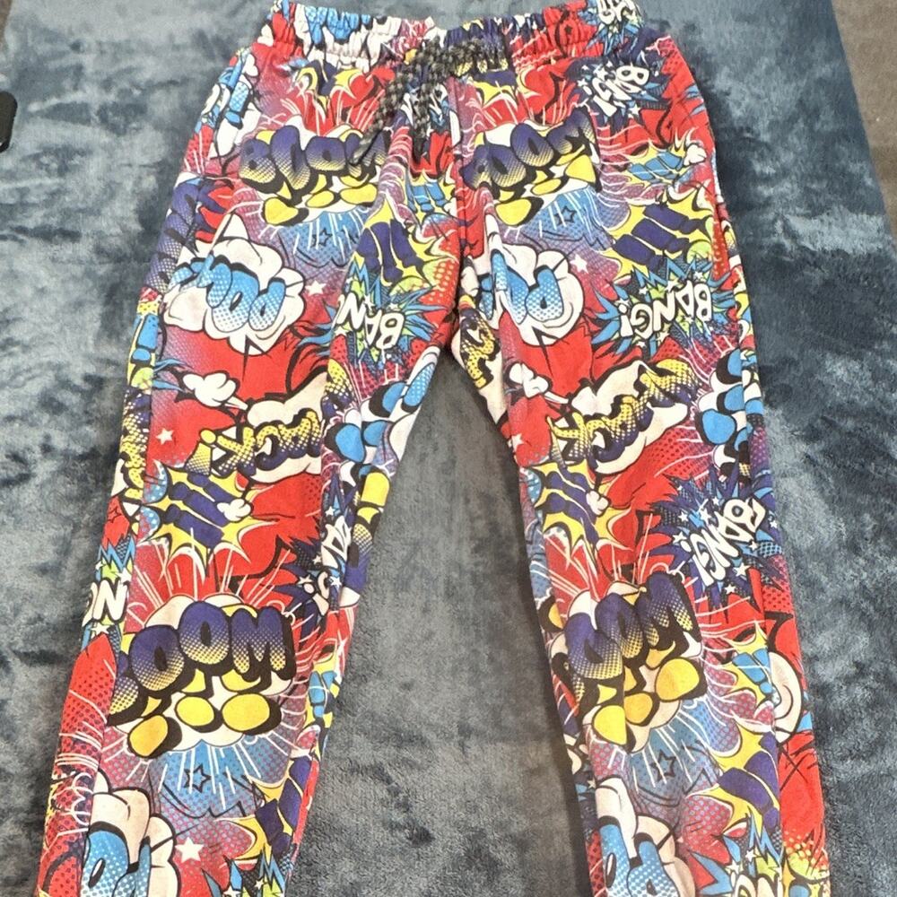 Oh Snap! Men's Multicolor Comic Graphic Print Jogger Pants M Elastic Waist